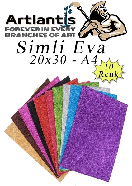 Simli Eva A4 20X30 cm 10 Renk 1 Paket Simli Eva Süngeri 10'lu Okul Kreş Anasınıfı Elişi Etkinlikleri