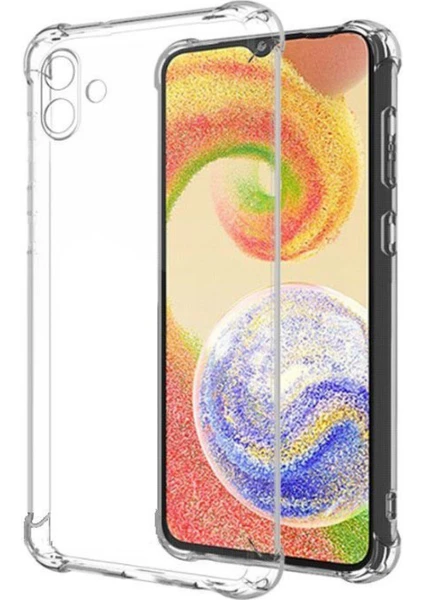 Caseart Samsung Galaxy A04E Kapak Kamera Korumalı Airbag Antishock Köşe Korumalı Şeffaf Silikon Kılıf