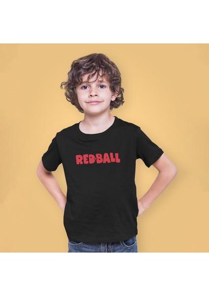 Redball Baskılı Siyah Çocuk Tişört