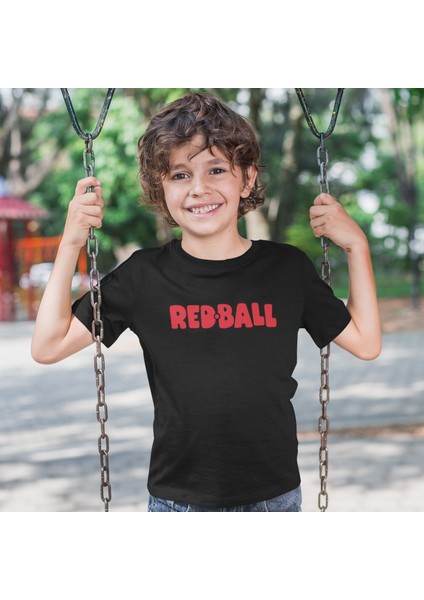 Redball Baskılı Siyah Çocuk Tişört