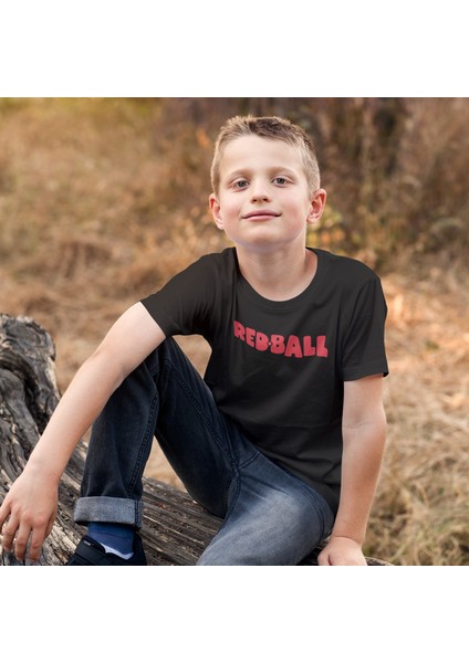 Redball Baskılı Siyah Çocuk Tişört