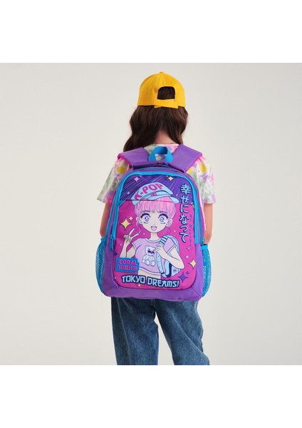Kids Mor Pembe Mavi Simli K-Pop Desenli 2'li Okul Çanta Seti SET0214403