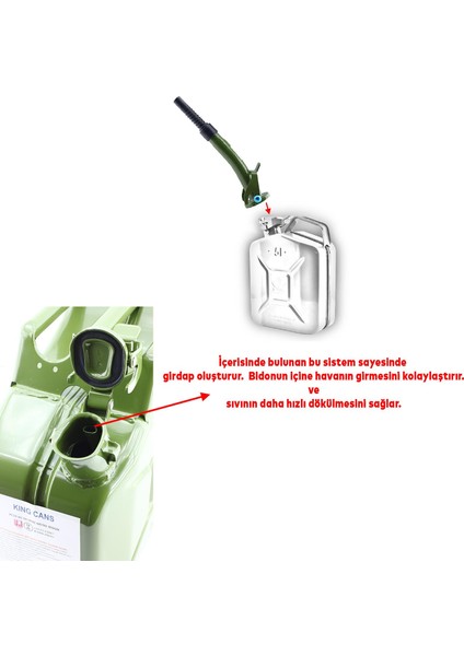 King Metal Dayanıklı Benzin Akaryakıt Mazot Taşıma Doldurma Depolama Bidon Bidonu 5 Lt fırsatları