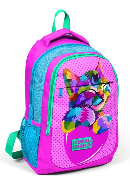 Kids Pembe Mavi Simli Kedi Desenli Usb'li 2'li Okul Çanta Seti SET0224301