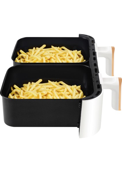 M45 8 Litre (4+4) Seramik Çift Hazneli Smart Airfryer Fritöz Beyaz