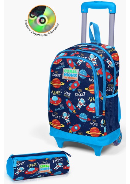 Kids Lacivert Mavi Uzay Desenli Çekçekli 2'li Çanta Seti SET0223376 fiyatları