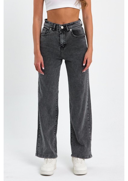 Gri Yüksek Bel Rahat Palazzo Pantolon Tref Gri Palazzo 89654 fiyatları