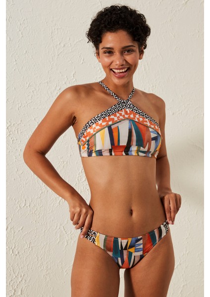 Zanzibar Desenli Halter Bikini Üstü