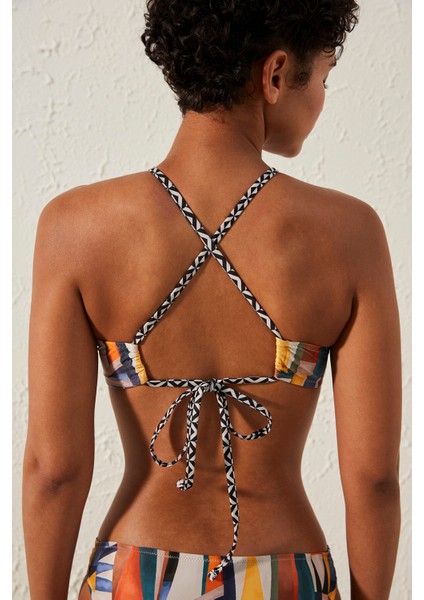 Zanzibar Desenli Halter Bikini Üstü