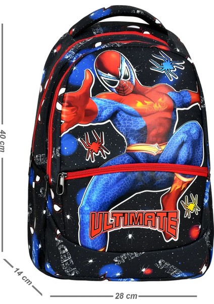 Ilkokul Okul Ortaokul Sırt Çantası Kız Erkek Unisex Beslenme Çantalı Ortopedik 2li Set Kahraman Model Okul Çantası Siyah
