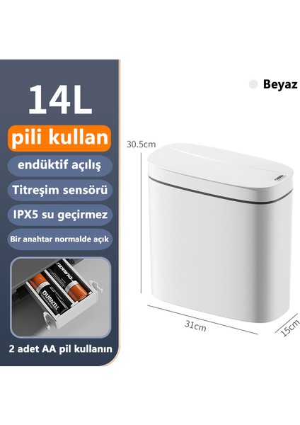 14 Lt Akıllı Çöp Kovası - Beyaz (Yurt Dışından) fiyatları