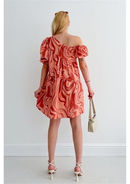 Dalga Desenli Asimetrik Elbise modelleri