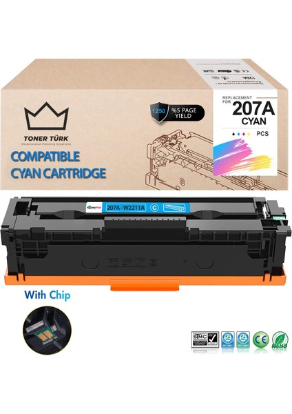 Hp 207A W2211A Muadil Toner Mavi- Çipli/ Laserjet M255 / M282 / M283