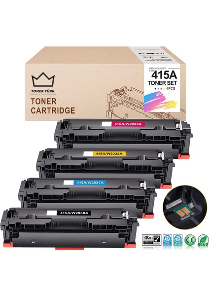 Hp 415A Muadil Toner Set - Çipli / W2030A / W2031A / W2032A / W2033A/ M455 / M480 / M454 / M478 / M479 fiyatları
