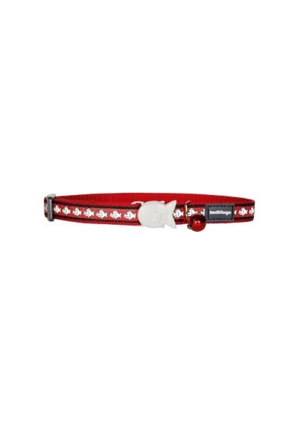 Red Dingo Reflektörlü Balık Desenli Kırmızı Kedi Boyun Tasması 12MM / 20-32 cm