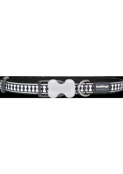 Reflektörlü Kemik Desenli Siyah Boyun Tasması Xs 12MM / 20-32 cm
