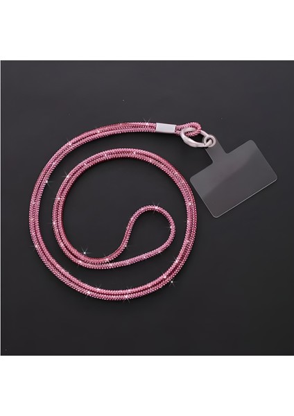 Swarovski Taşlı Pembe Telefon Çapraz Boyun Askısı