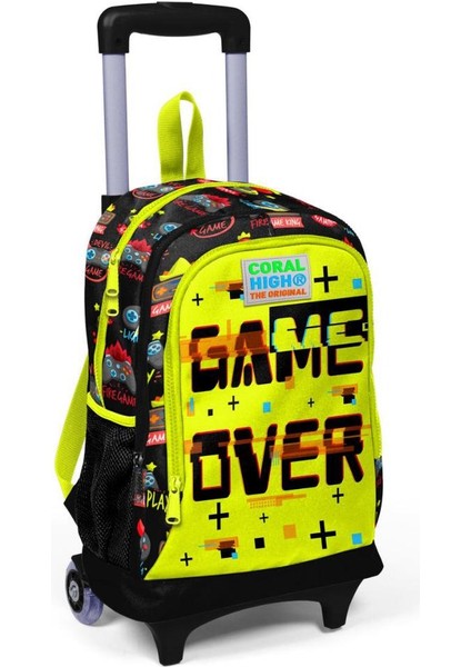 Kids Siyah Neon Sarı Game Over Desenli Çekçekli 3'lü Çanta Seti GOSET0123928