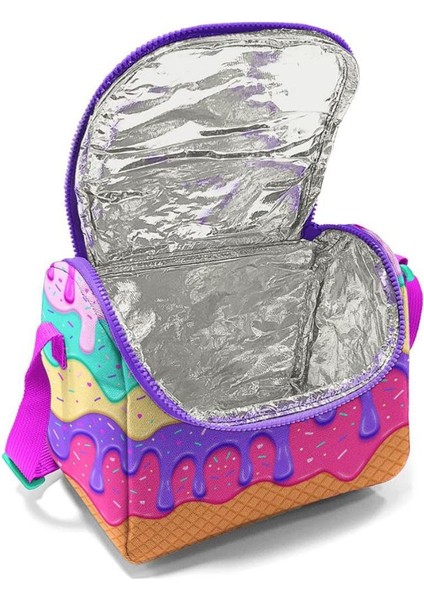 Kids Pembe Rengarenk Dondurma Desenli Çekçekli 3'lü Çanta Seti GOSET0123931 fırsatları