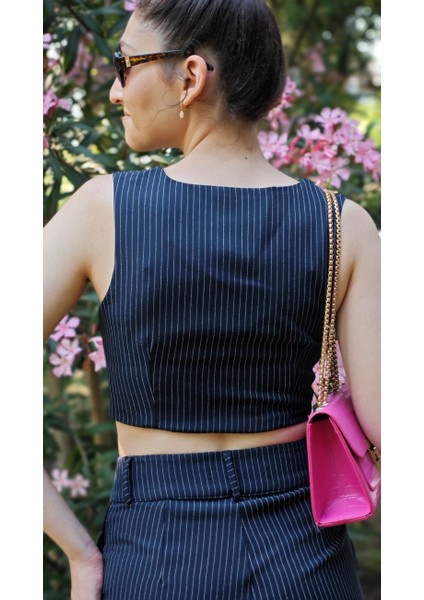 Yagmur Beren Çizgili Desen Duble Kumaş Yelekli Plazzo Zara Pantolon Takım fırsatları