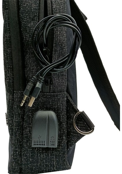 BodyBag Çanta Büyük Boy USB Çıkışlı Özel Askılı & Sağ ve Sol Yön Degiştirme Özel Dokuma Kumaş Uniseks Çanta