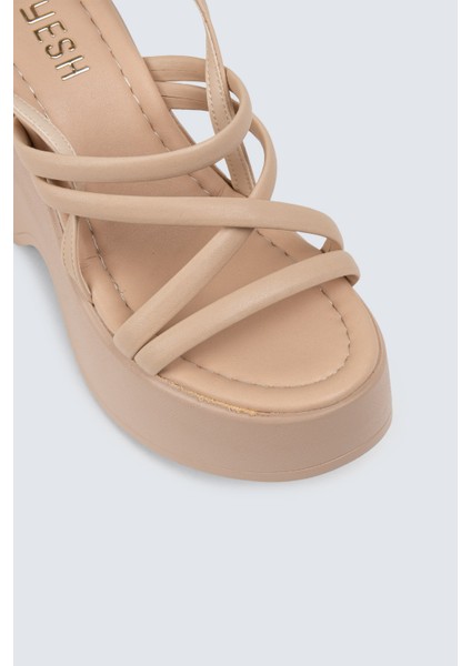 Bej Kadın Platform Topuk Sandalet - DLG04ZBEJC01 modelleri