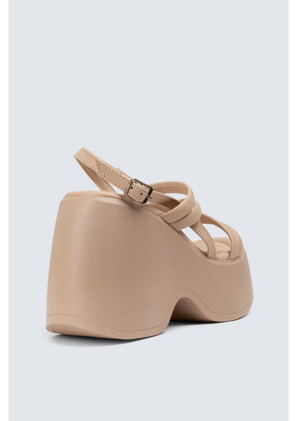 Bej Kadın Platform Topuk Sandalet - DLG04ZBEJC01 fırsatları