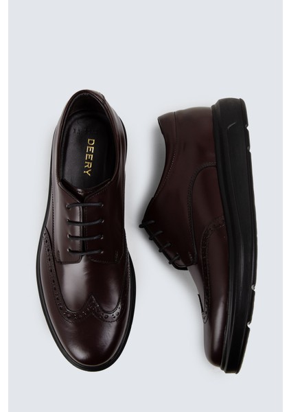 Deri Bordo Comfort Günlük Erkek Ayakkabı - 01942MBRDP01