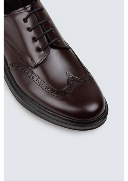 Deri Bordo Comfort Günlük Erkek Ayakkabı - 01942MBRDP01
