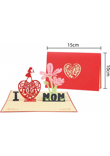 Anneler Günü 3D Üç Boyutlu Tebrik Kartı Mesaj Kartı (Yurt Dışından)