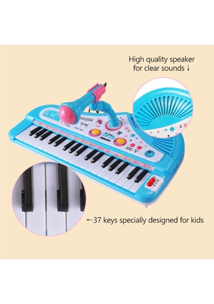 Çocuk Elektronik Piyano 37 Tuşlu Çok Fonksiyonlu Sınır Ötesi Sıcak Satış Müzik Aletleri Mikrofon Mikrofon Müzik Çocuklar Oyuncak Piyano (Yurt Dışından)