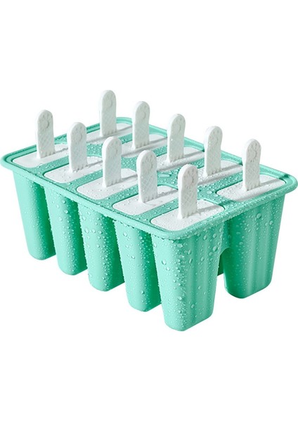 Three Beans 10 Parça Delikler Silikon Dondurma Kalıp Buz Küpü Tepsi Popsicle Varil Dıy Kalıp Tatlı Dondurma Kalıp Popsicle Stick (Yeşil) ile (Yurt Dışından)