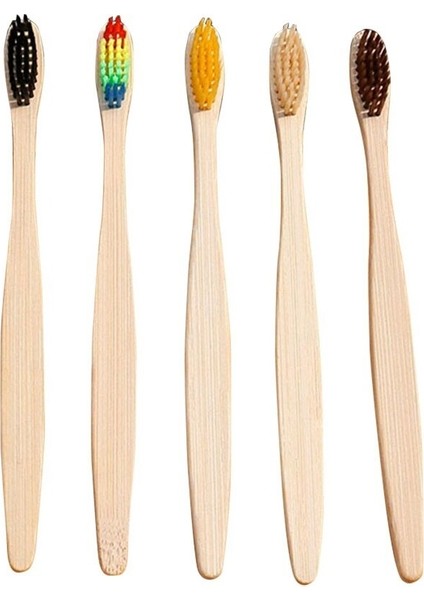 5'li Yumuşak Doğal Bambu Diş Fırçaları - Açık Kahve (Yurt Dışından)