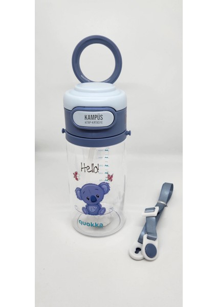 Quokka 450ML Mavi Pipetli Askılı Matara