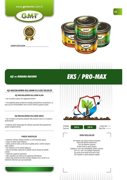 Gmt Pro-Max Aşı ve Budama Macunu 500 gr