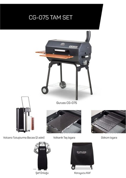 Guruss CG075 Kömürlü Barbekü Mangal Tam Set