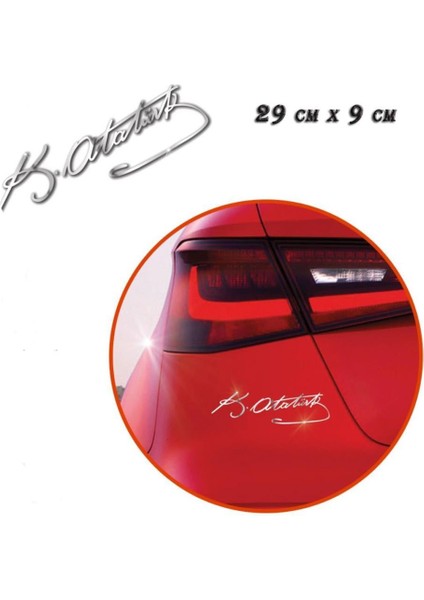 Kemal Atatürk Imzası 3D Metal Sticker 29 cm x 9 cm modelleri