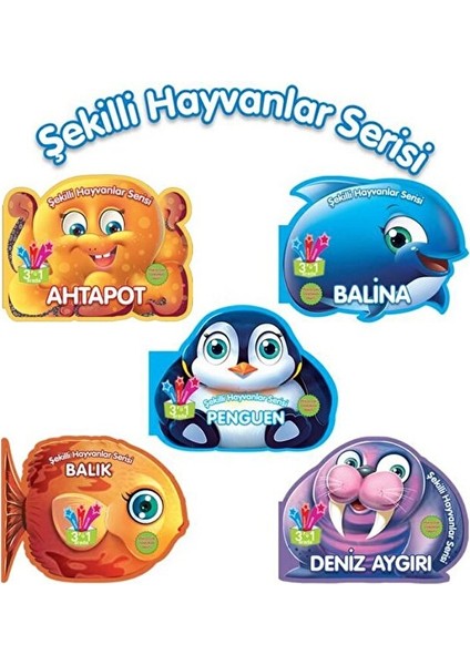 Şekilli Deniz Hayvanları Serisi Seti - 5 Kitap Takım