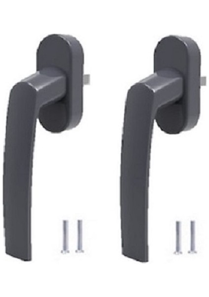 2 Adet Antrasit Gri Renkli Aluminyum Döküm Boyalı Pvc Pimapen Pencere Kolu