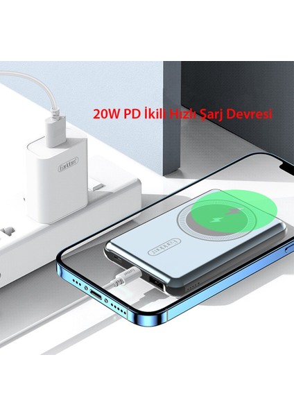 Earldom 5.000 Mah 12W Kablosuz Şarjlı Pd Hızlı Şarj Powerbank