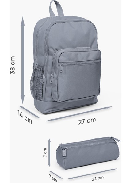 Kids Koyu Gri Hardal Yarasa Desenli Usb'li 2'li Okul Çanta Seti SET0223821 modelleri