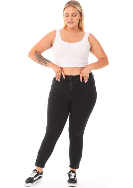 Elcidodenim Elcido Paça Düğme Detay Skinny Big Size Jeans -00153 modelleri