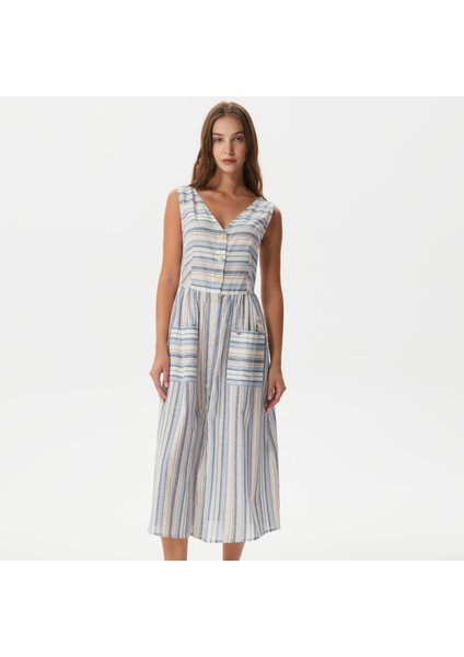 Nautıca Kadın Lacivert Kolsuz Çizgili Elbise 35D914T.4VN