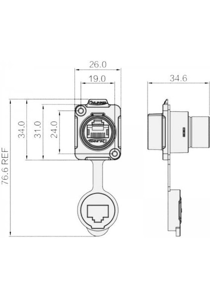 LP-16-J/RJ45/110/SX-03-201 Su Geçirmez Ethernet Konnektörü - Dişi fiyatları