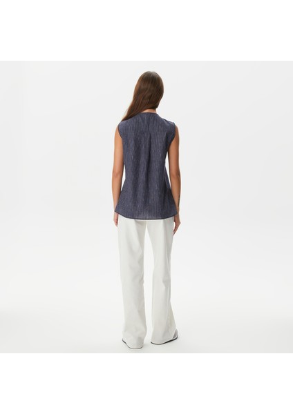 Nautıca Kadın Lacivert Kolsuz Çizgili Gömlek 35W215T.4VN fiyatları