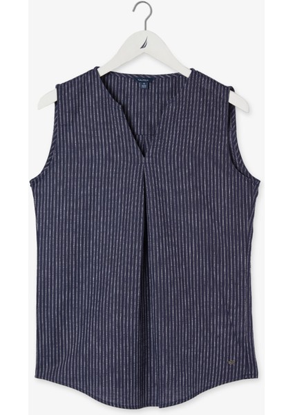 Nautıca Kadın Lacivert Kolsuz Çizgili Gömlek 35W215T.4VN indirimleri