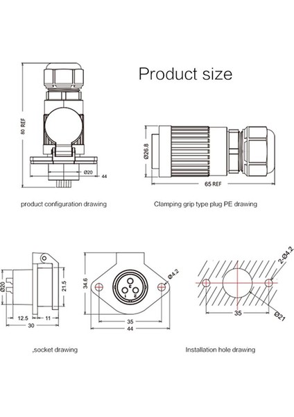 YA-20-C05SX-03-201 5-Pin Su Geçirmez Konnektör - Erkek fiyatları
