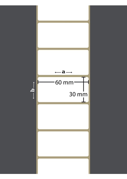 30X60 mm Termal Barkod Etiketi Yaıpışkanlı Etiket (1 Rulo = 1000 Adet)