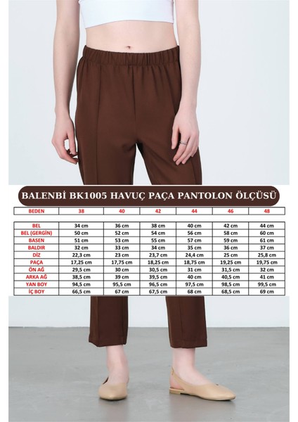 1005 Kahve Havuç Paça Beli Lastikli Dokuma Kadın Pantolon