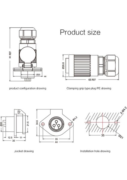 YA-20-C04SX-03-201 4-Pin Su Geçirmez Konnektör - Erkek fiyatları